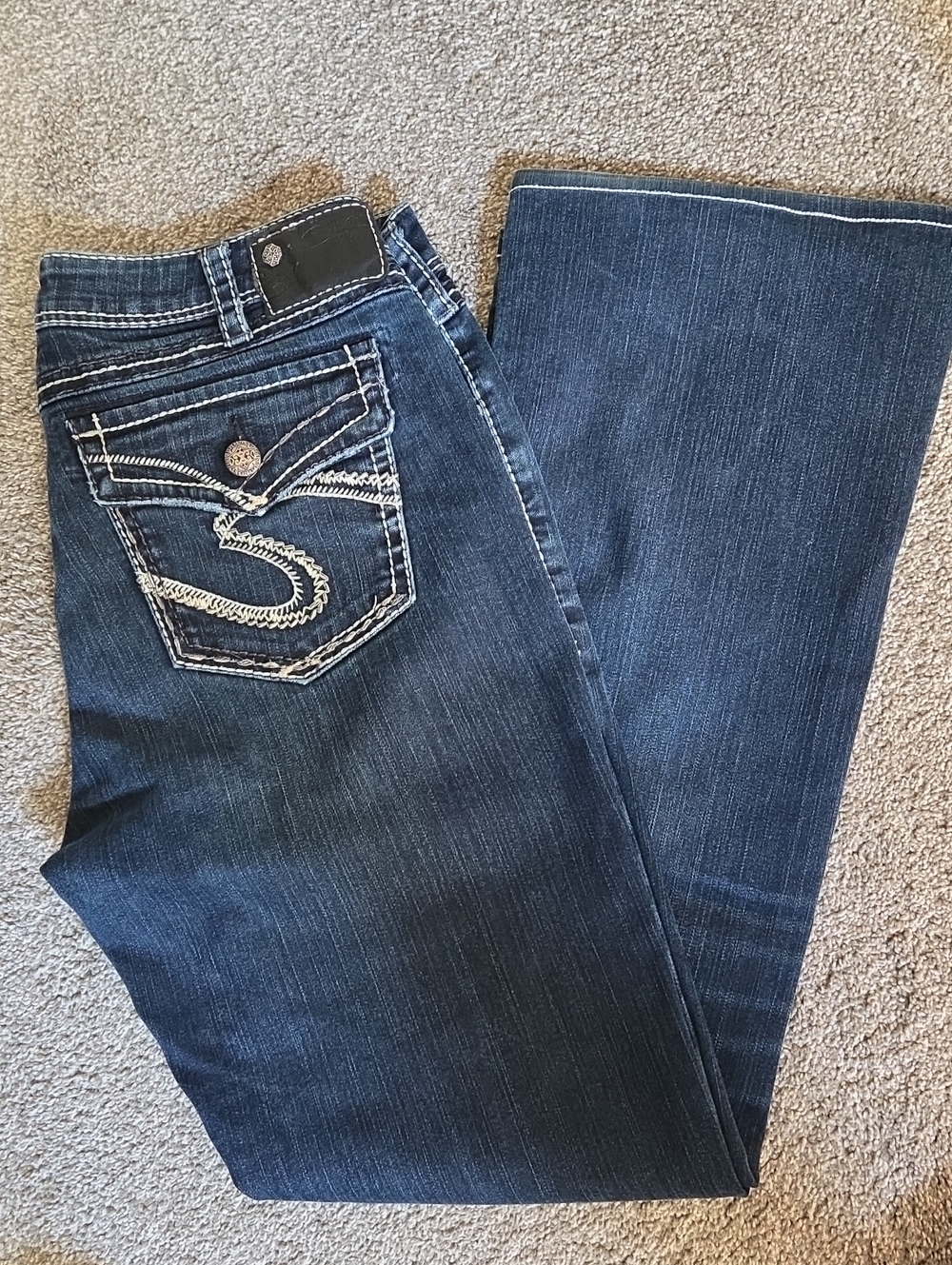 Silver Jeans Indigo Bootcut Jeans with Embroidered Pocket